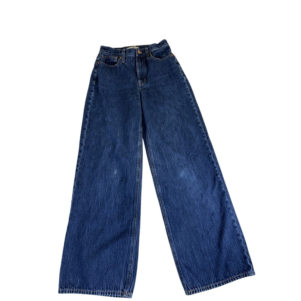 Madewell Superwide-Leg Jeans in Burleigh Wash Rigid High Rise 25 *Small Stains